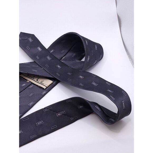 Nicole Miller Men's Gray Geometric Silk Tie - Picture 8 of 10